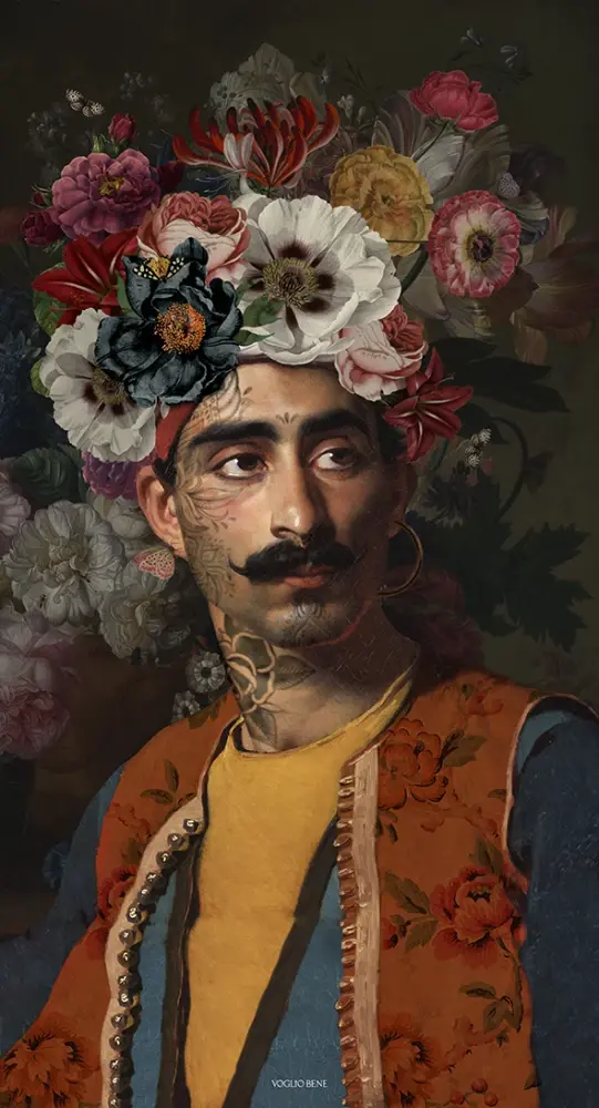 Tenture murale en velours hassan voglio bene